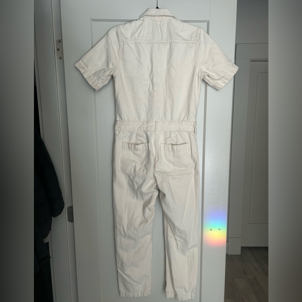 Everlane Super Soft Jean Coverall in Cream, Size 0 - Picture 6 of 7